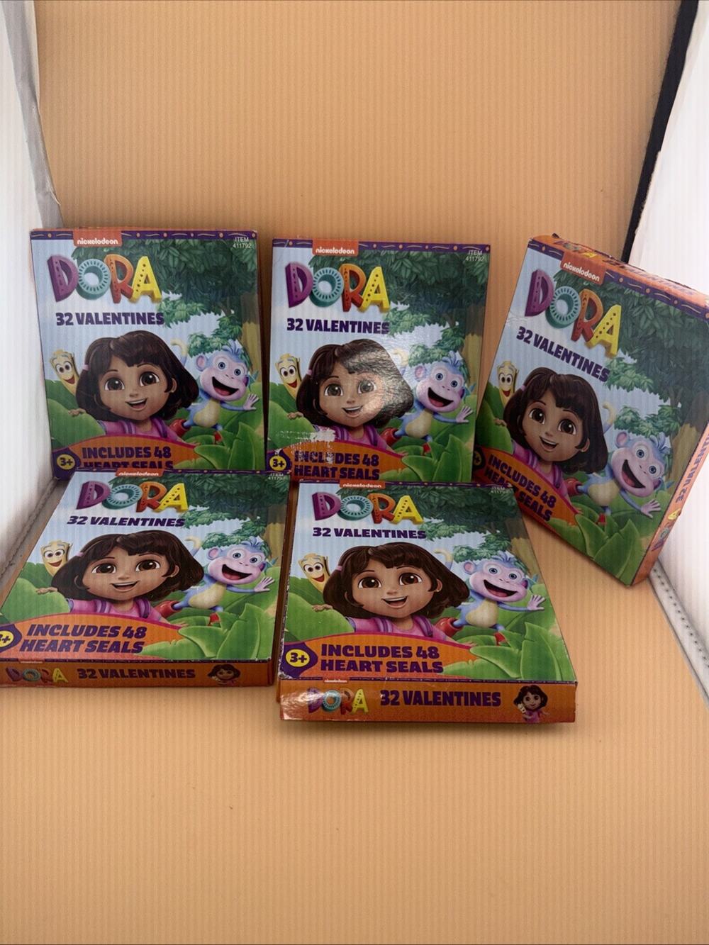 5-Nickelodeon Dora the Explorer Valentines Nick Jr. 32 Cards Stickers W 48 Heart